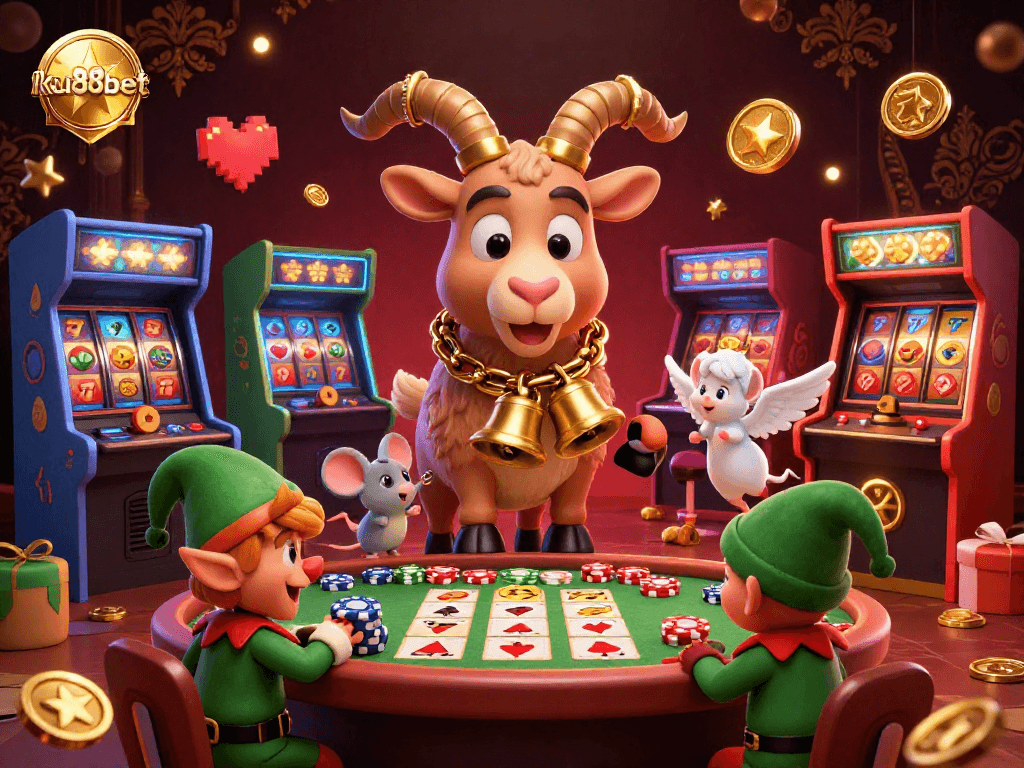Experience thrilling gameplay at ku88bet, where festive characters engage in spirited casino fun.