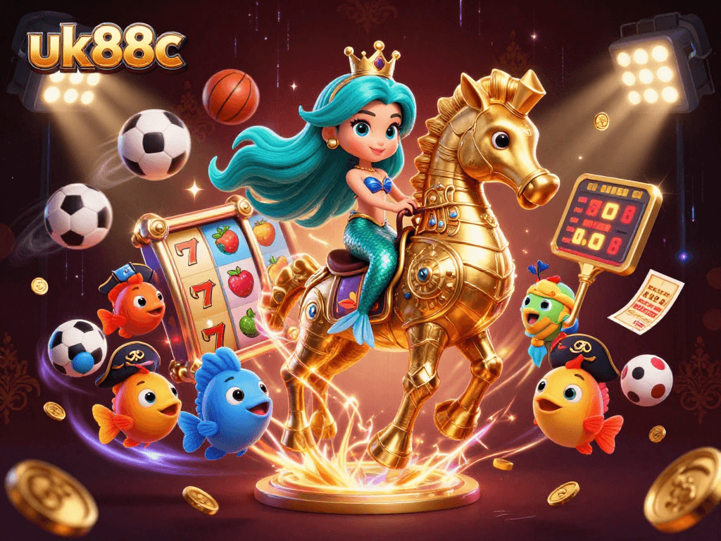 Engage in exciting gameplay at uk88c with mermaid princess and seahorse adventure.