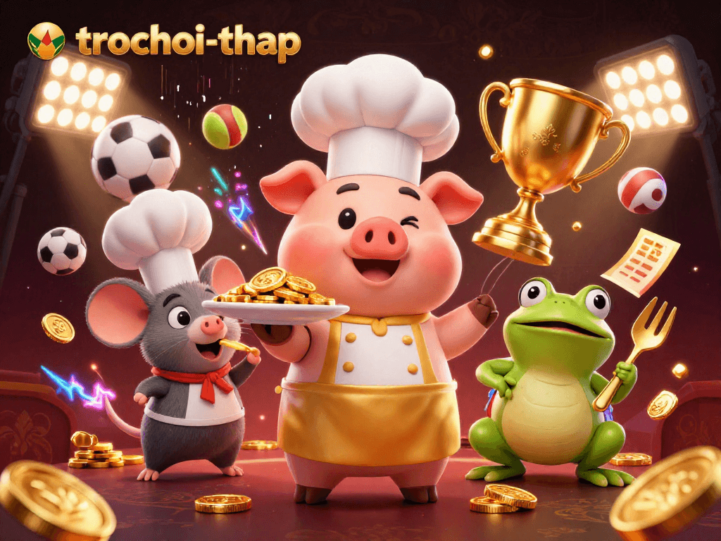 Engage with trochoi-thap at this vibrant casino-themed illustration featuring dynamic character interaction and gold coins.