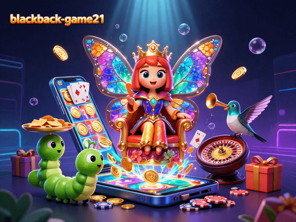 Experience the excitement of blackjack-game21 with vibrant casino elements and captivating characters.