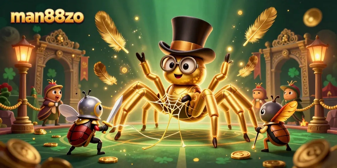 Experience thrilling moments at man88zo with a unique Tarantula and Beetle knight scene in a vibrant casino.