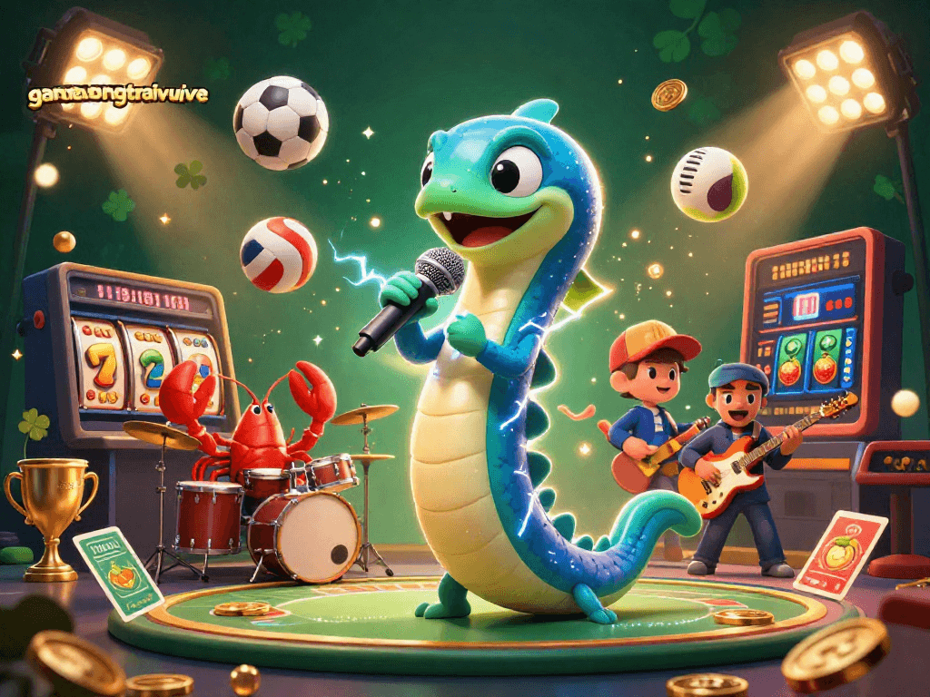 Experience thrilling moments at gamenongtraivuive with an underwater casino scene featuring a dynamic band.