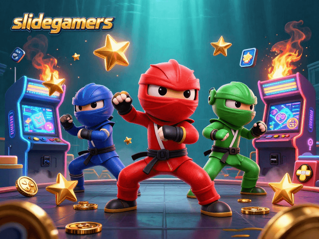 Experience thrilling gameplay at slidegamers with vibrant chameleon ninjas and exciting casino elements.
