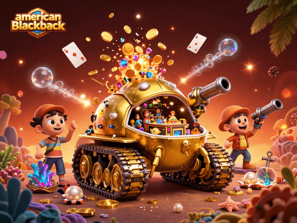 Engage in American Blackjack with a vibrant 3D casino scene showcasing its rich gameplay.