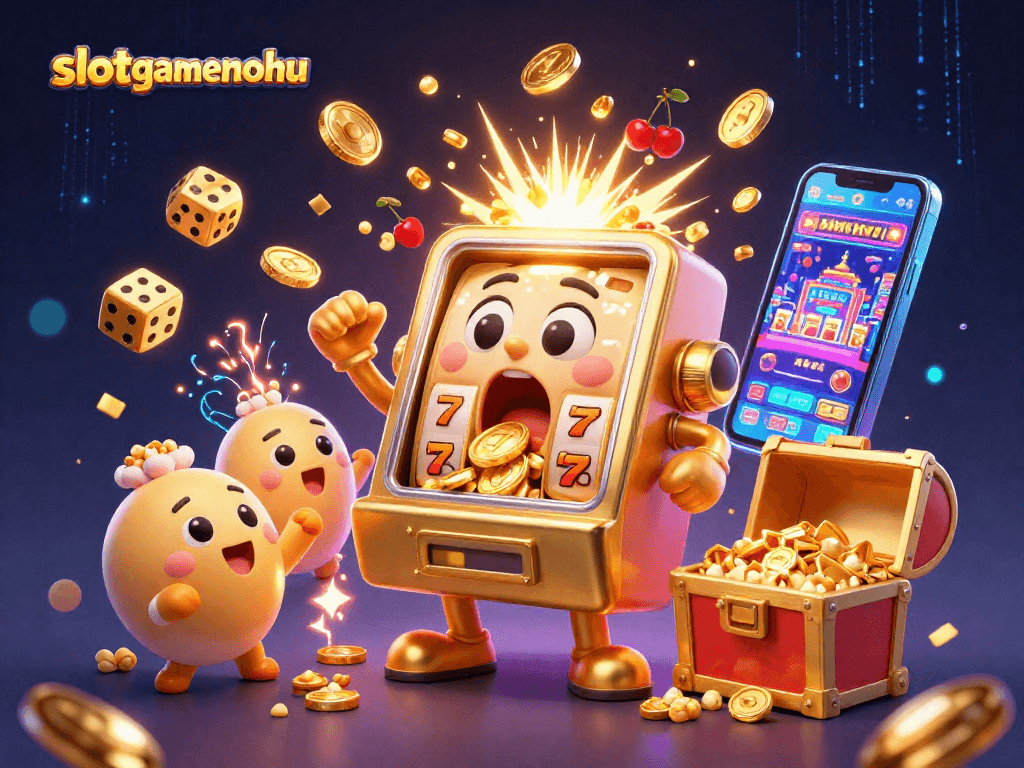 Watch the slotgamenohu jackpot explode with excitement as golden coins pour from the sentient slot machine!