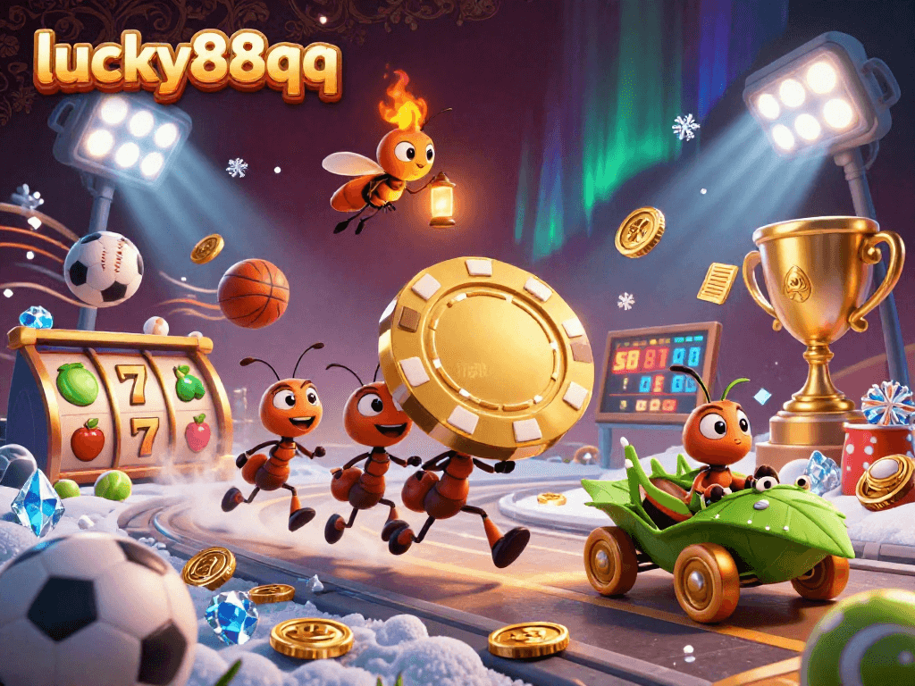 Catch the excitement with lucky88qq as ants pull off a golden heist in an action-packed casino scene.