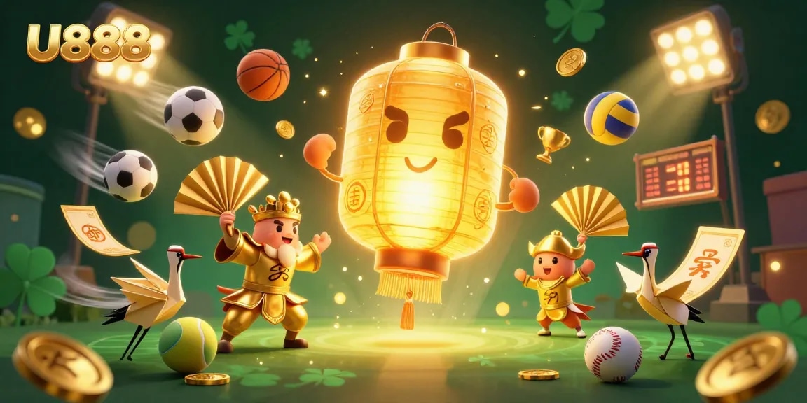 Engage with U888’s vibrant casino games with a magical lantern spirit and golden symbols.