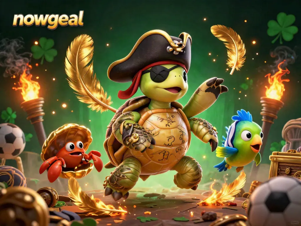 Experience thrilling live action with nowgoal's cartoon pirate turtle and friends in a vibrant casino-themed scene.