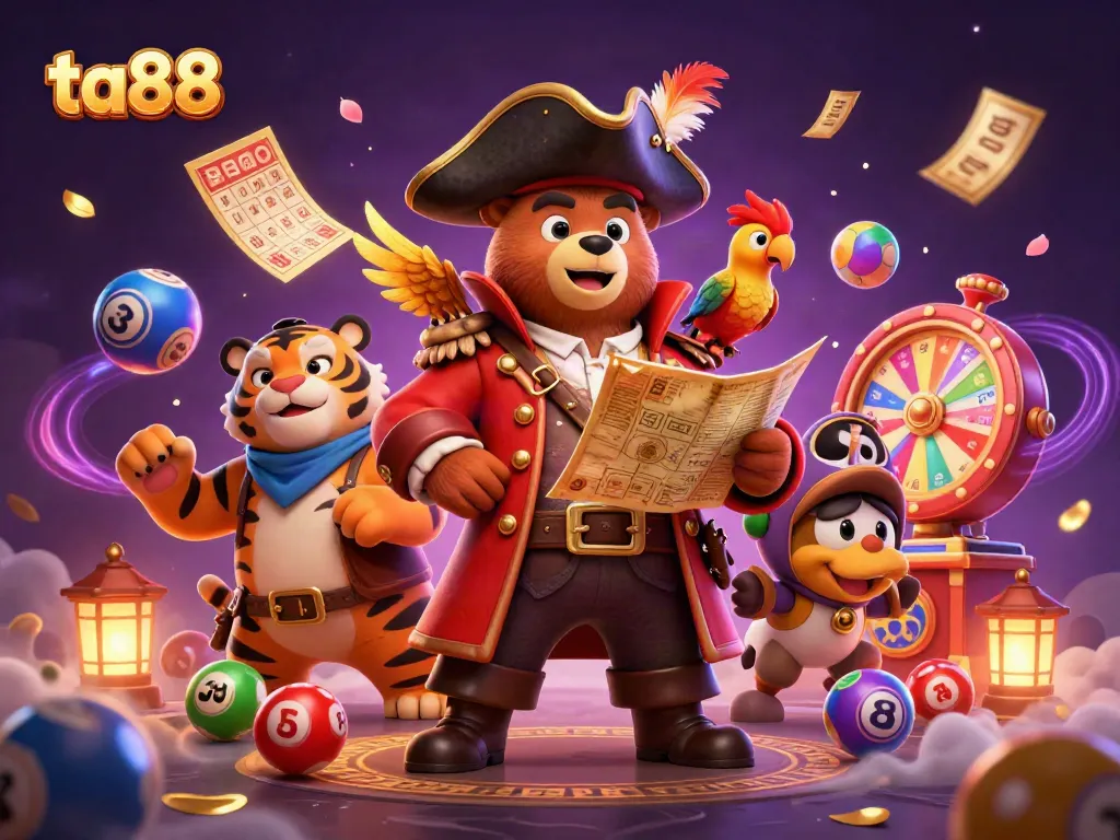 Experience ta88's thrilling gaming adventure with a vibrant scene featuring casino treasure and excitement