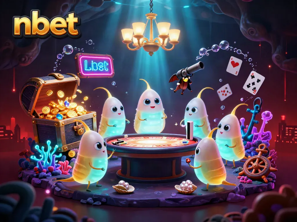 Experience vibrant gaming with nbet's lively glowworms in a cave casino scene.