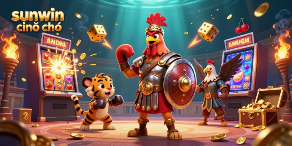 Play dynamic casino games with sunwin chính chủ as the rooster leads a lively gambling scene featuring jackpots and excitement.