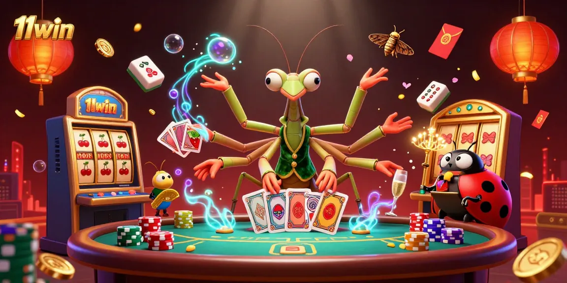 Experience the thrill of 11win with our 3D casino characters in an energetic slot scene.