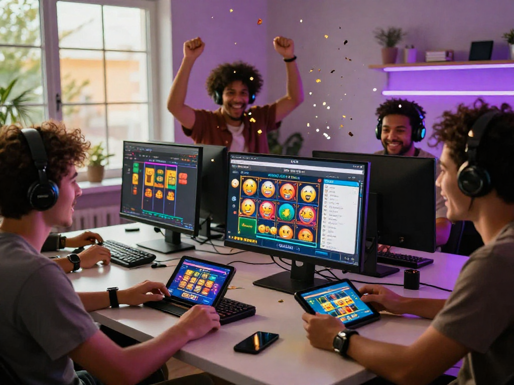 Friends enjoying the GB444 online casino experience with festive atmosphere and engaging gameplay.