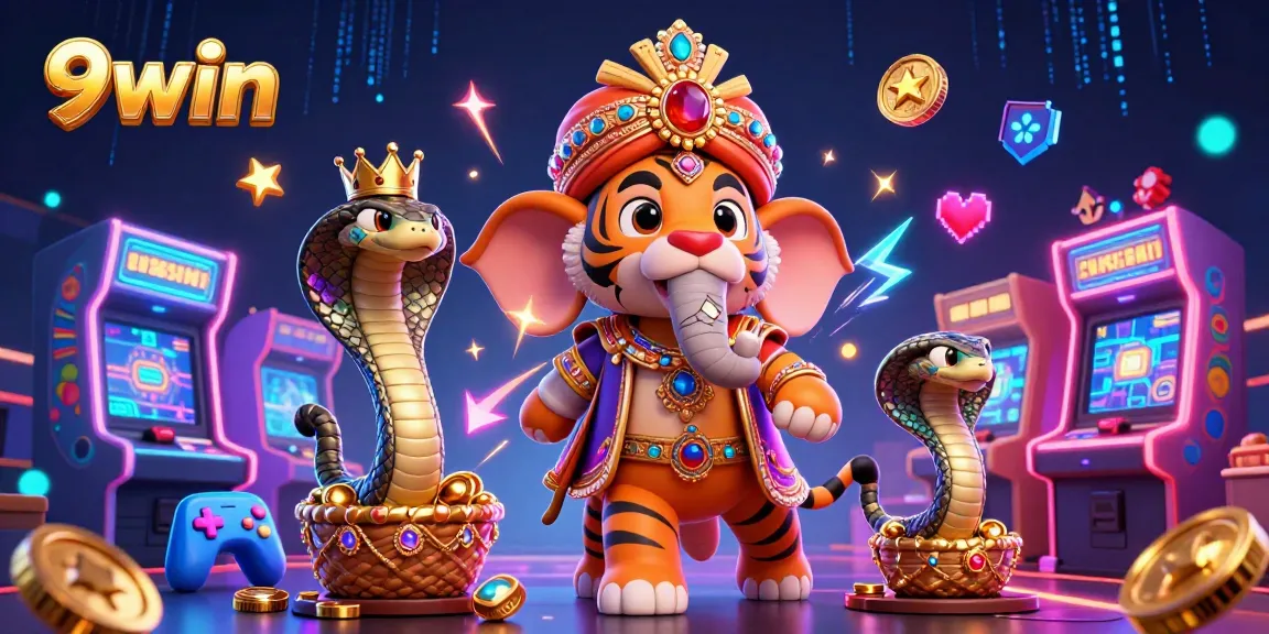 Experience thrilling gameplay with 9win at this vibrant 3D casino scene filled with excitement.