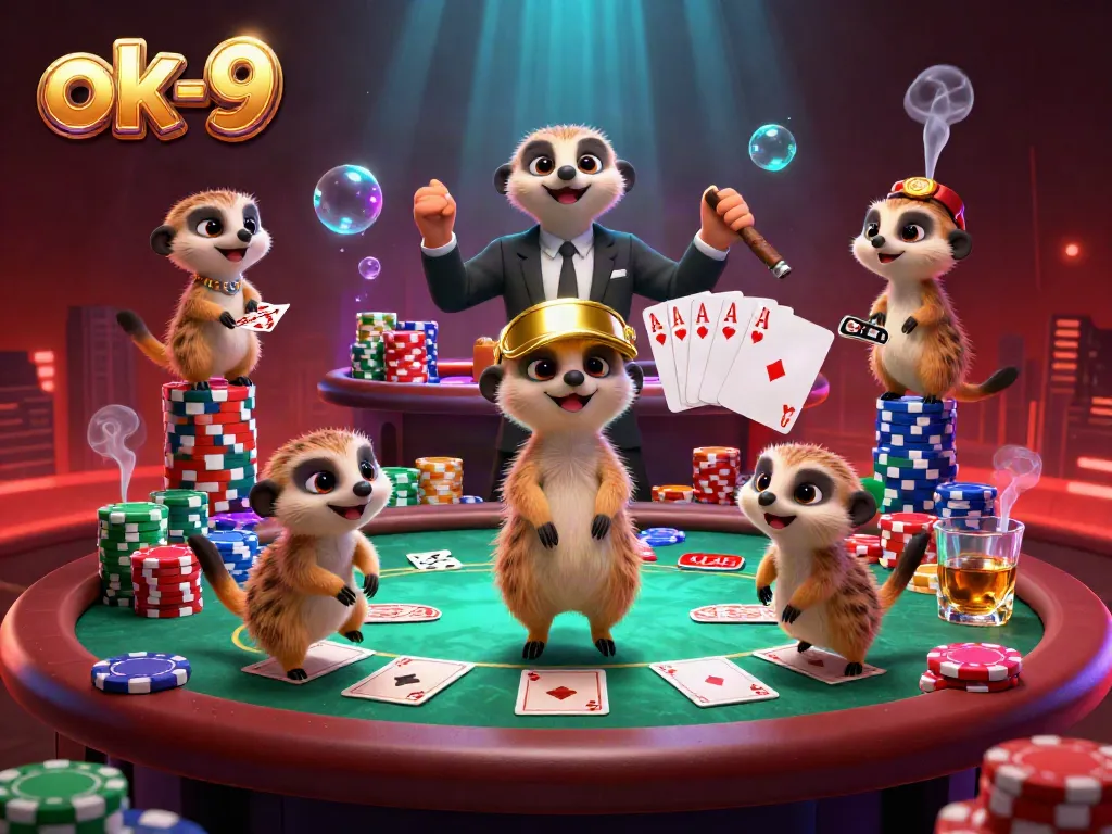Experience dynamic betting action in the ok-9 casino with adorable meerkats running a lively operation.