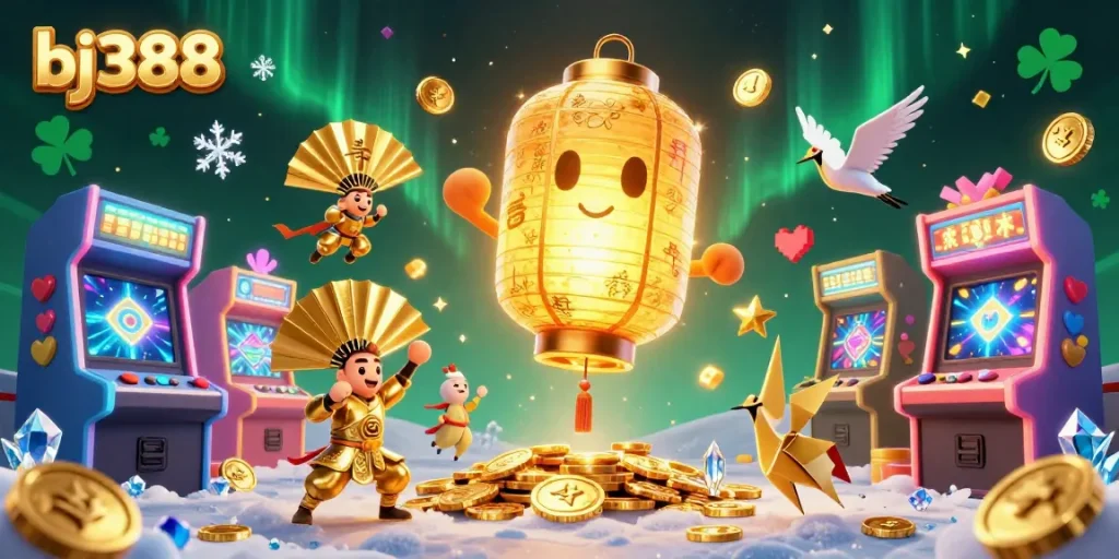 Experience the thrill of betting at bj388 with vibrant gaming elements and captivating characters.