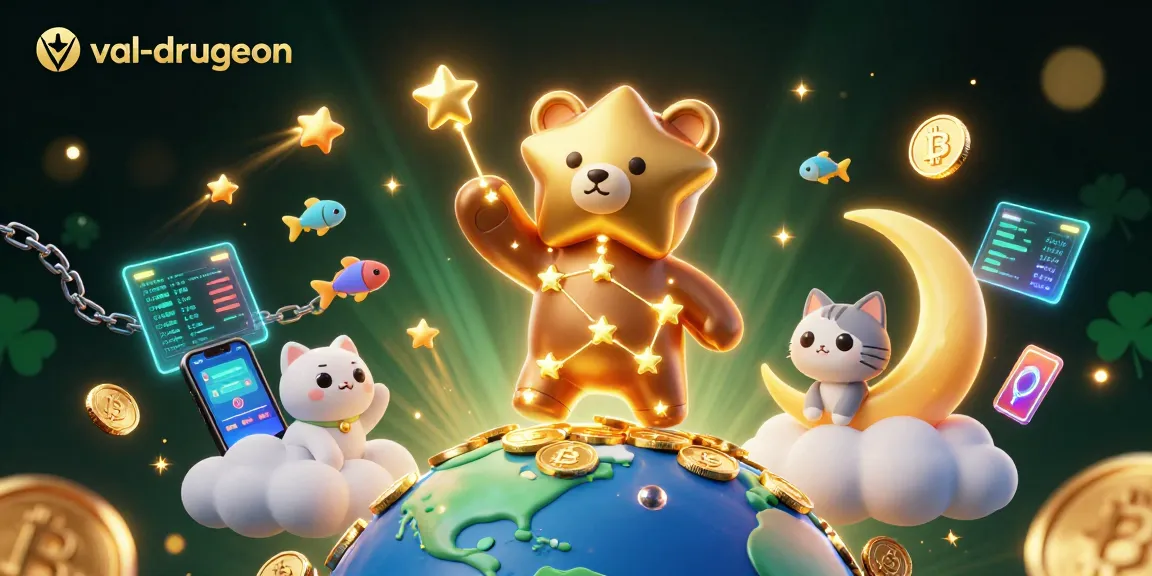 Bet on val-drugeon as the constellation bear scoops up coins amidst a magical casino celebration.