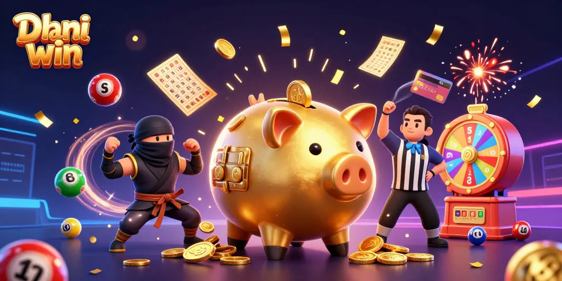 Experience thrilling gameplay with Dhani win in a vibrant casino setting featuring colorful lottery elements.