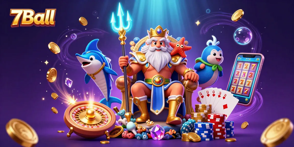 Win big at 7Ball's vibrant casino with Neptune, coins, and epic gaming action!