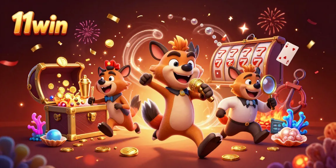 Experience excitement at 11win with hyenas managing a vibrant casino atmosphere filled with treasures.