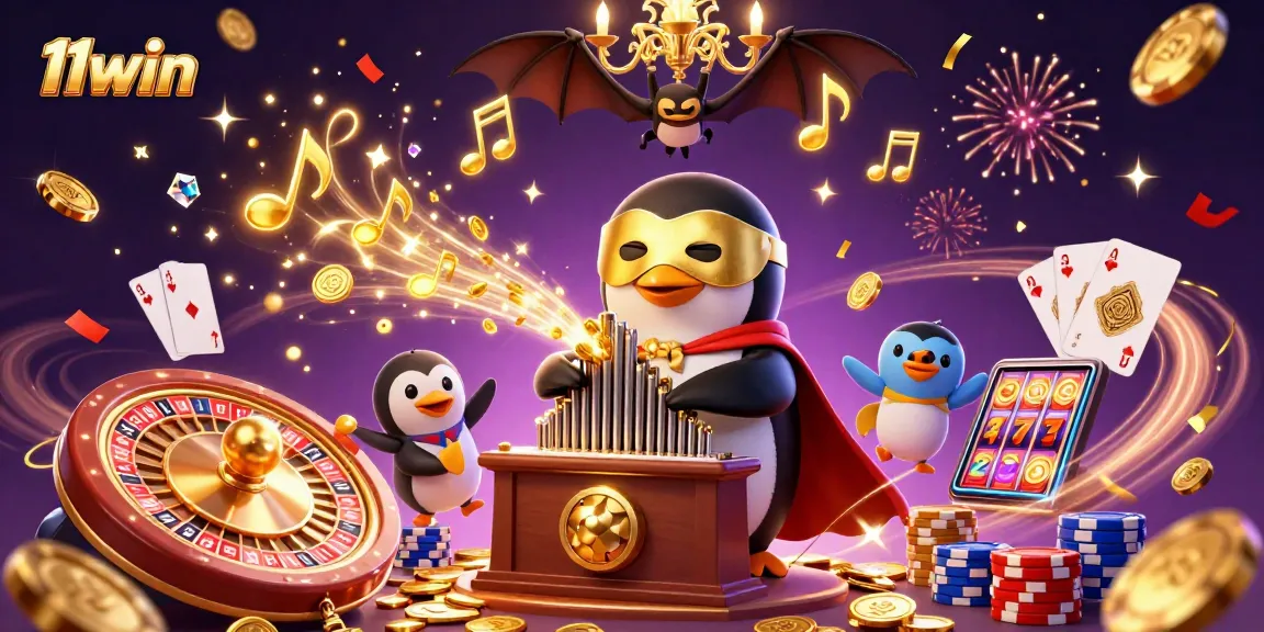 Win big with 11win: Engage in thrilling casino action with a vibrant 3D illustration.