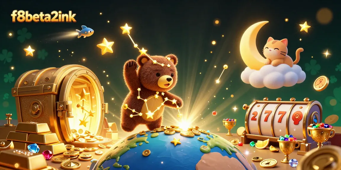Experience thrilling wins at f8beta2ink with vibrant slots and treasure in a dynamic casino-themed illustration.