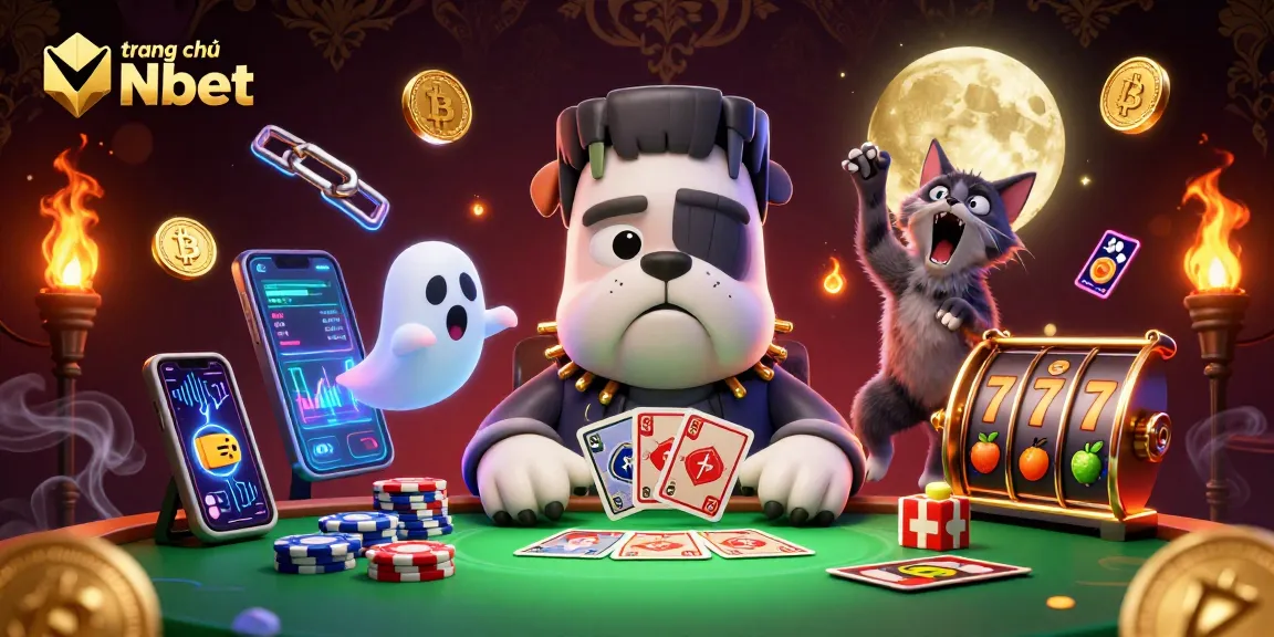 Experience the thrill of gaming with trang chủ Nbet's vibrant 3D casino scene featuring unique characters and crypto elements.