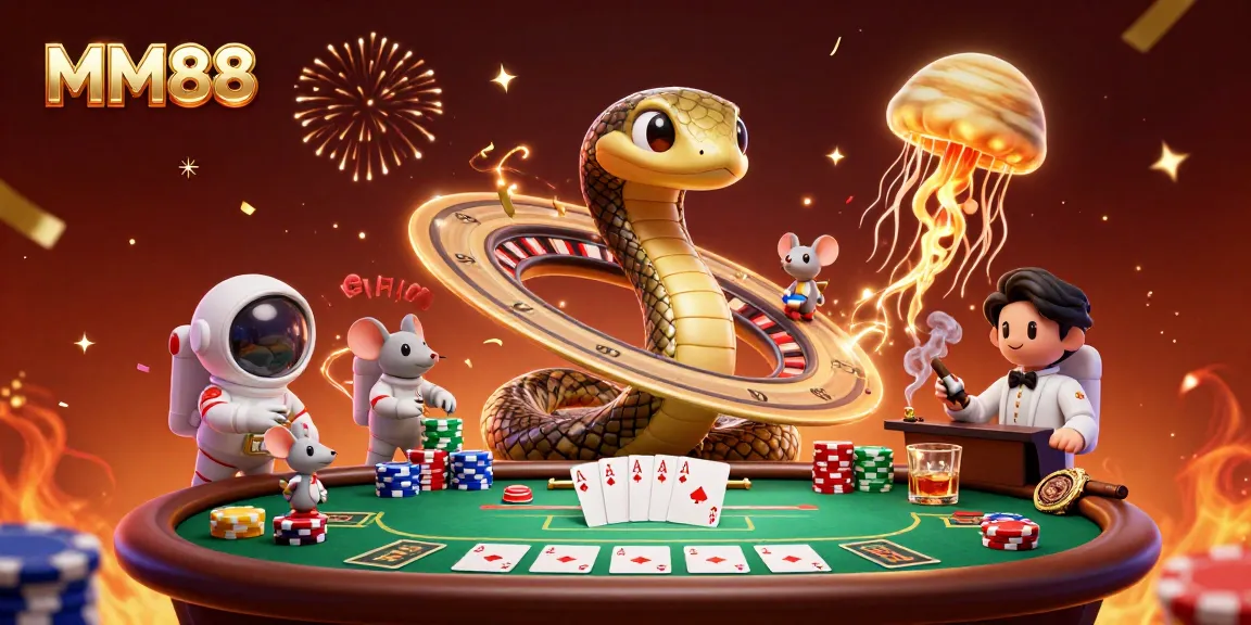 Experience thrilling bets with MM88 in a dynamic 3D casino scene filled with action.